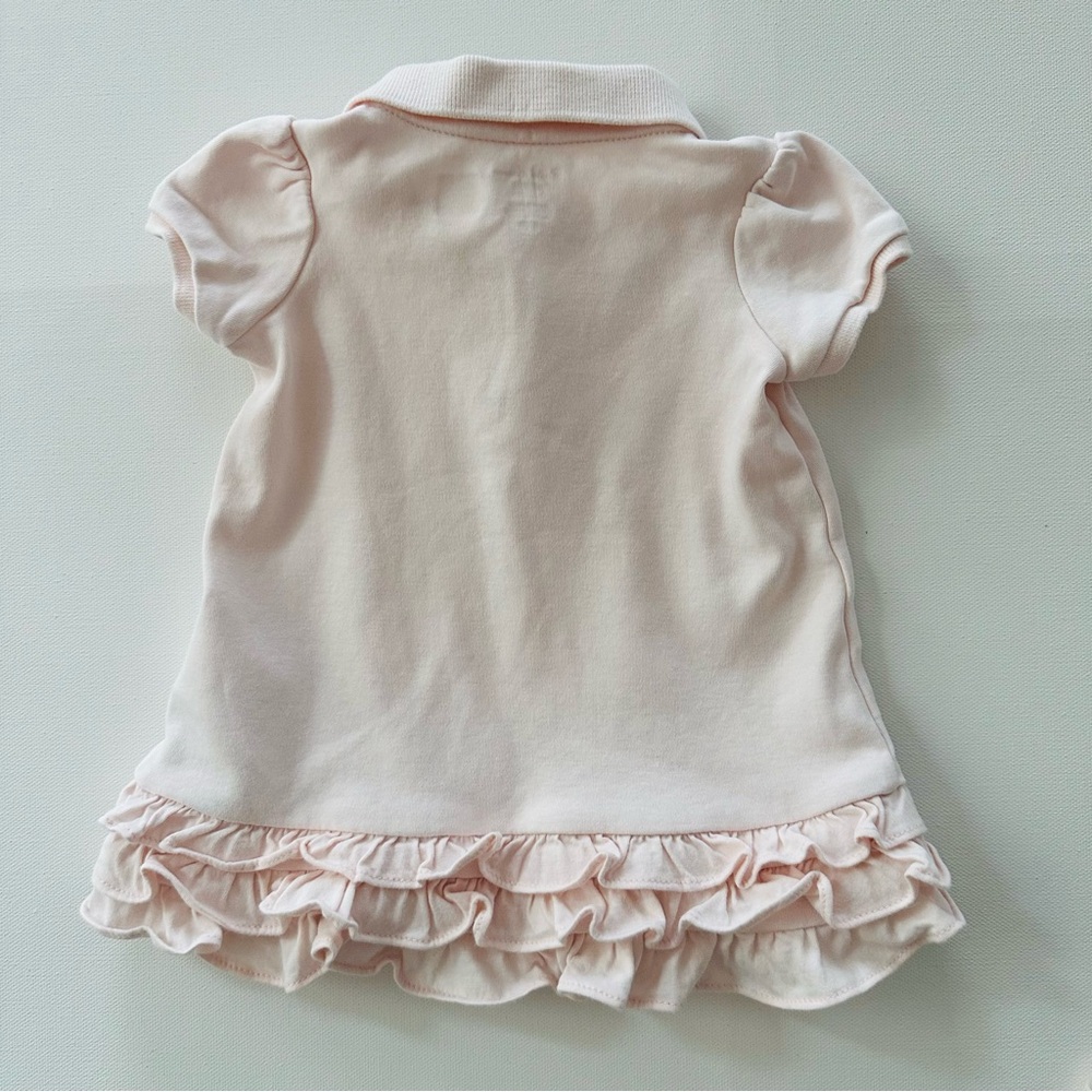 Ralph Lauren 3 Months Baby Girl Soft Pink Ruffle Logo Print Dress Spring Summer - Picture 4 of 5